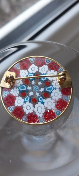 Брошь муранское стекло серебро 925 пр позолота