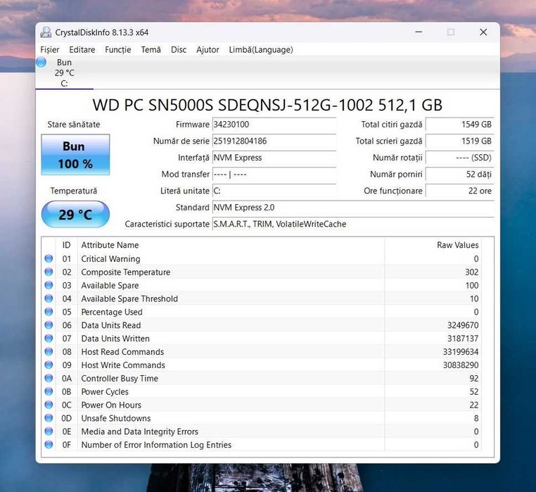 SSD 512GB M.2 NVME 2280 WDC SN5000S PCIe Gen 4 X4 viteze 6000MB/s nou nout viata 100%