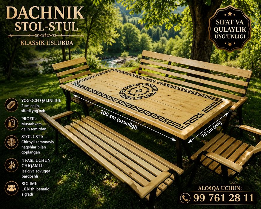Dachnik sifatli stol stul toplami