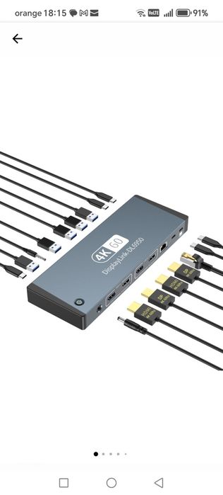 Docking Station USB-C 17-in-1 DisplayLink 2x HDMI 2x DP 4K Thunderbolt