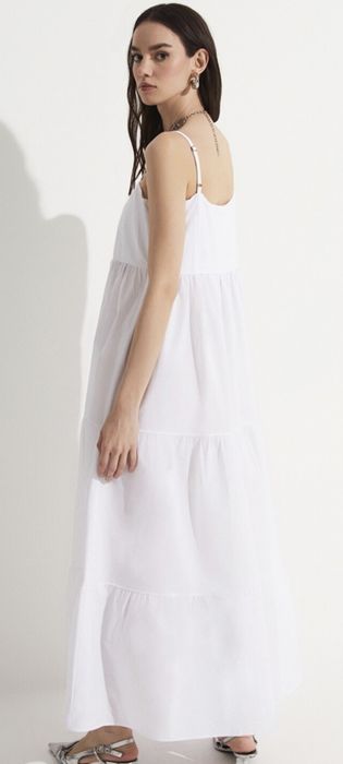 Rochie lunga alba de vara June / stil Zara Massimo Dutti Guess