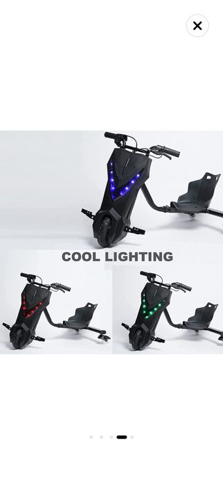 Tricicleta Electrica Drift Pentru Copii 360, Cu Suspensie, Trike, Motor 250W, Baterie 36V – 4400 mAh, Bluetooth, Viteza 15 km/h, Negru