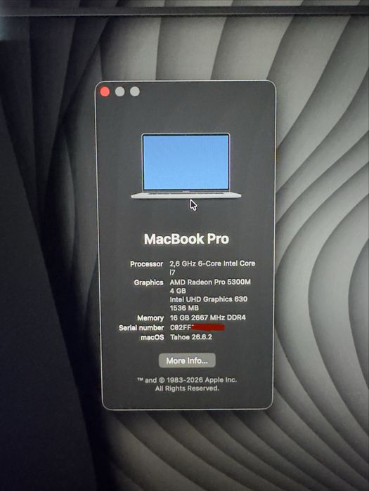Apple Macbook 2019 i7 16’ 16/512