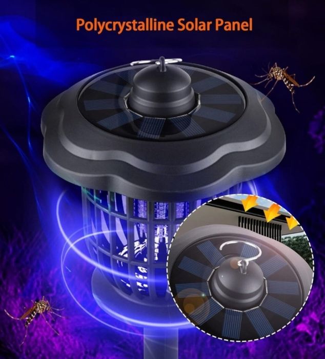 Lampa solara decorativa LED si UV antitantari 52 cm pentru curte si gradina +cablu usb