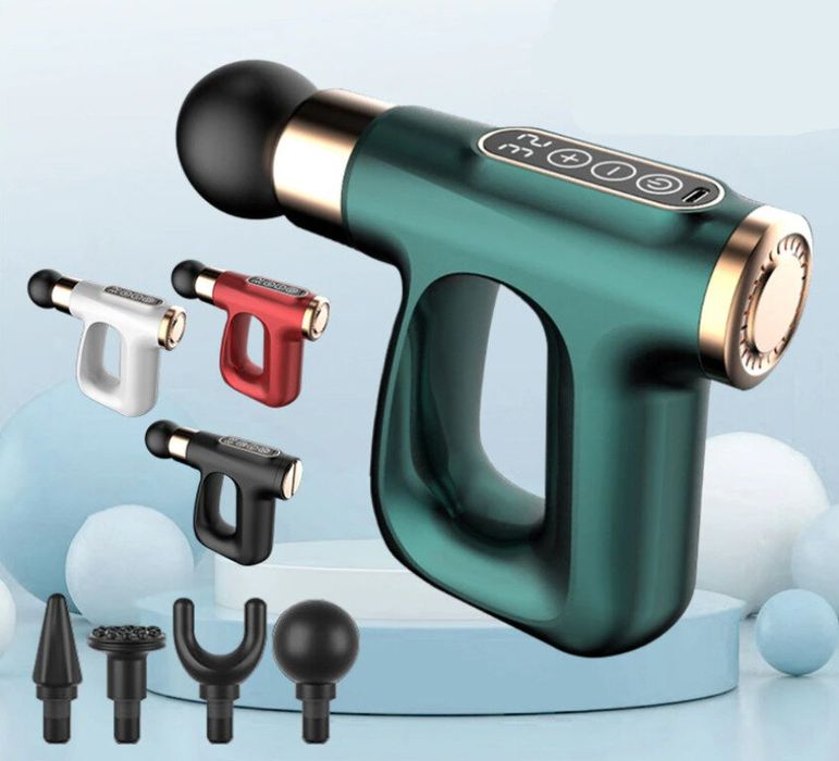 Портативный массажер пистолет с 4 насадками HB-007