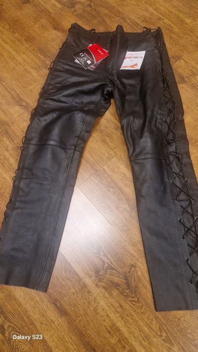 Кожен мото дънки