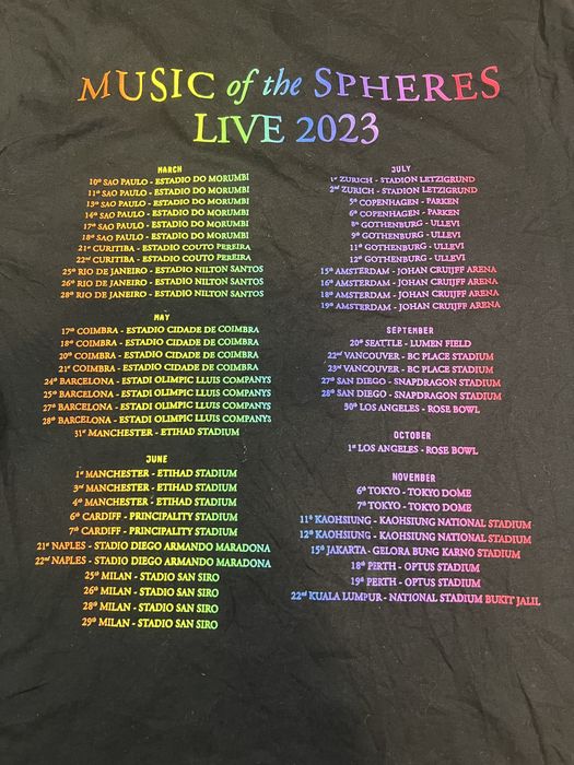 Coldplay 2023 - ориг мъжка тениска. M