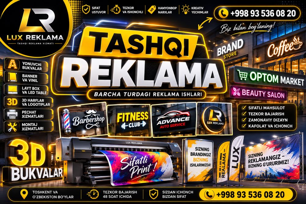 Barcha turdagi Tashqi reklama xizmatlari