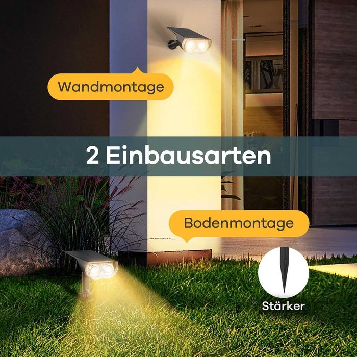 Lumini solare pt grădină exterioară, 800 lm, spot solar alb cald 3000K