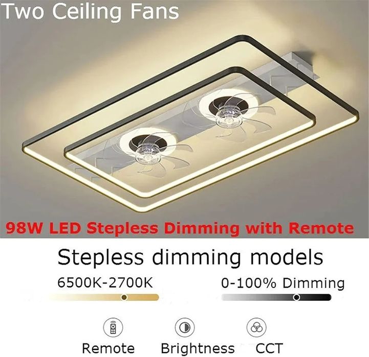 LED Правоъгълна таванна лампа с вентилатори с дистанционно