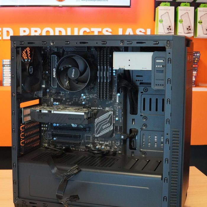 Desktop Gaming AMD Ryzen 7 1700 8 Core, 32 GB RAM DDR4, 750 GB SSD SAMSUNG EVO, GTX 1650 4GB /  12 LUNI GARANTIE