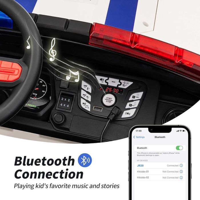 Masinuta electrica pt 2 copii Kinderauto Police Patrol 4x200w White