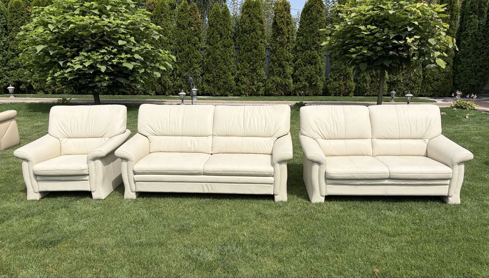 Set canapele din piele naturala (una extensibila)
