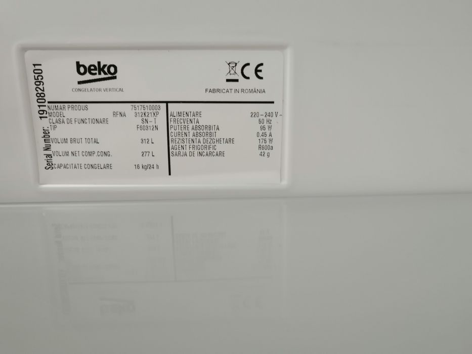 Congelator vertical No Frost Beko Inox Fast Food