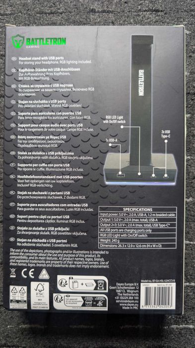 Stand RGB căști Battletron Gaming