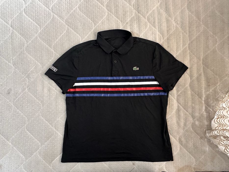 Lacoste DH3138 Men Black Striped Polo Collar