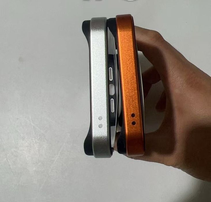 Carcasa Bumper COTECi Premium din aliaj de aluminiu, subtire, pentru iPhone 17 Pro Max Orange si Silver