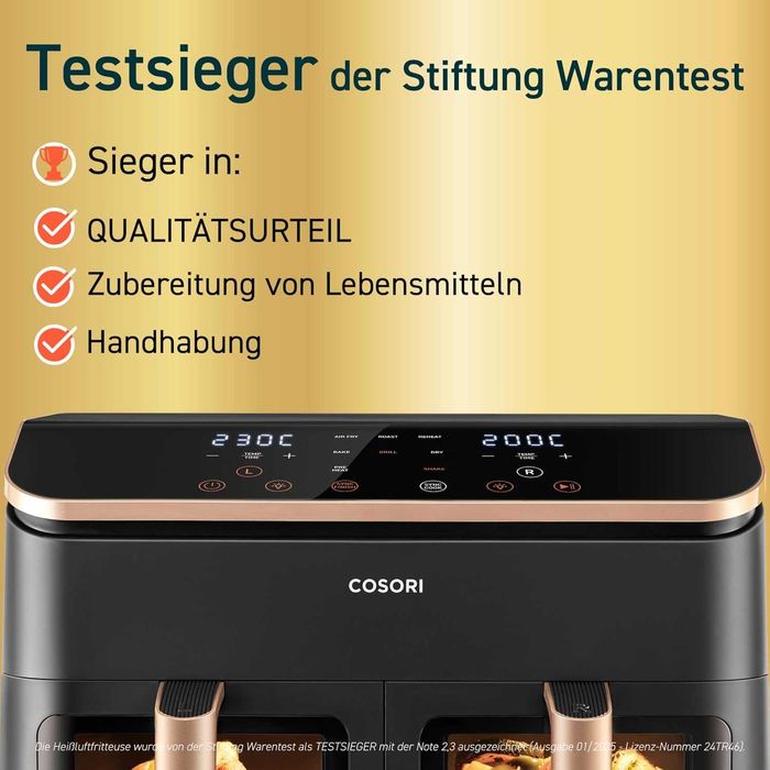 Двузонов фритюрник с горещ въздух Cosori Dual Basket 8.5L (‎CAF-R903)