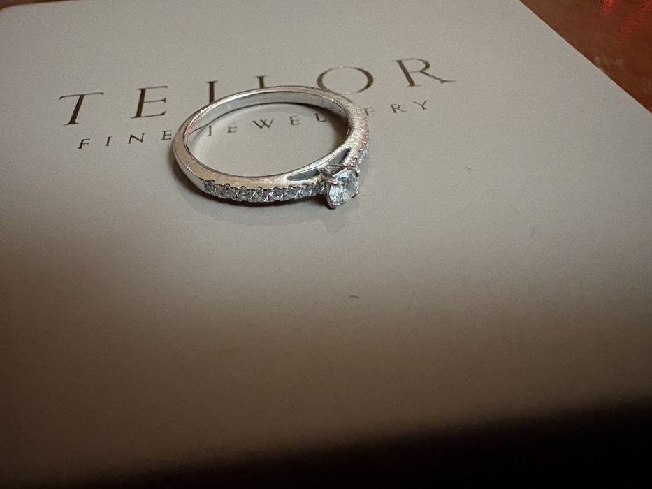 Inel Logodna Teilor cu Diamante Aur Alb 14k