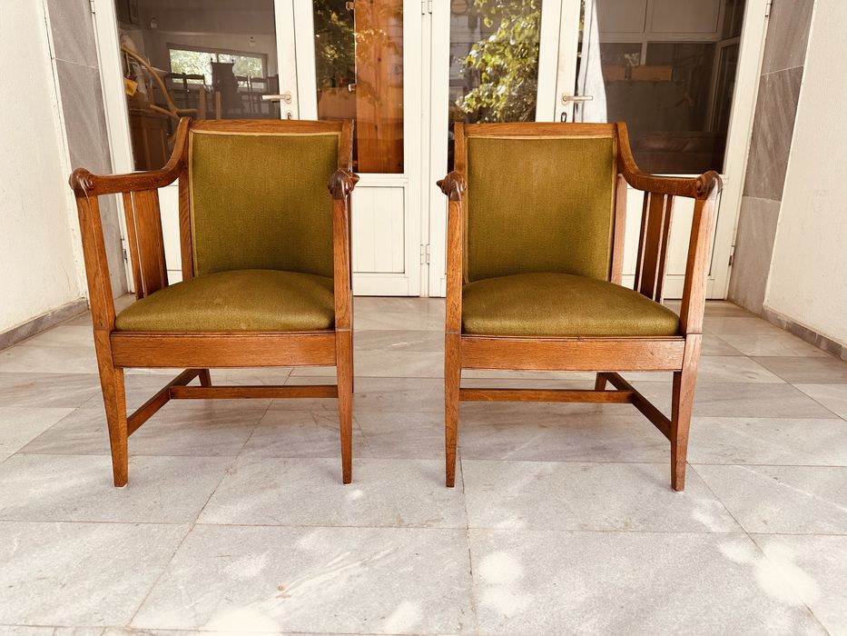 Скандинавски кресла / фотьойли – масив дърво – mid century – комплект