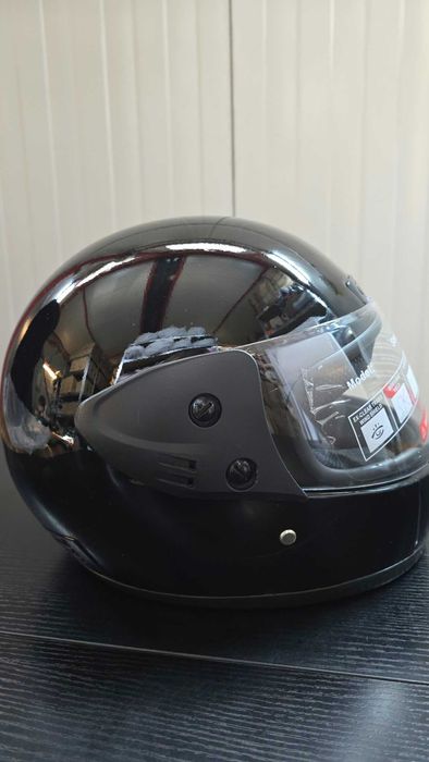 Casca Moto/Scuter/ATV, viziera detasabila, marime universala, Negru Lucios