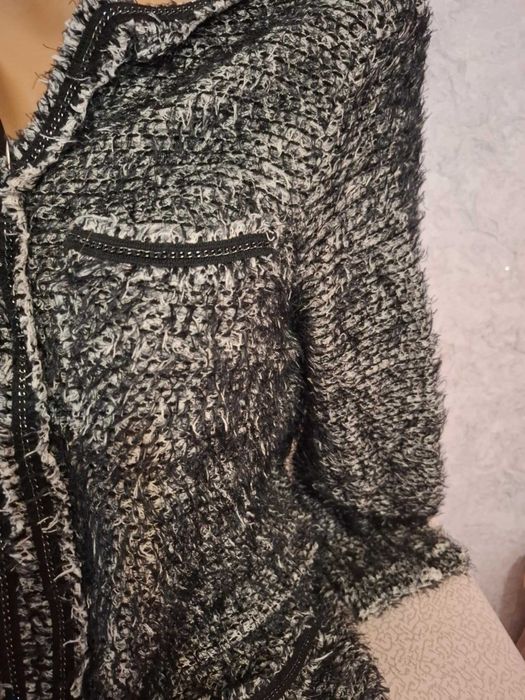 ZARA Жилетка черно/бяла