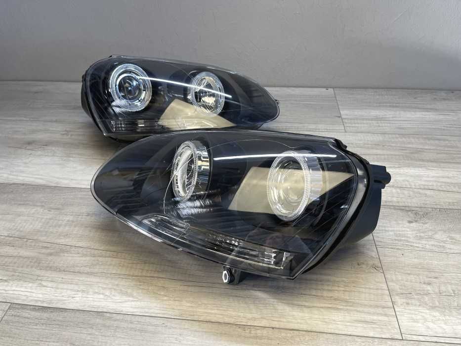 Far faruri VW Golf 5 Jetta Angel Eyes look negru cu lupa NOU