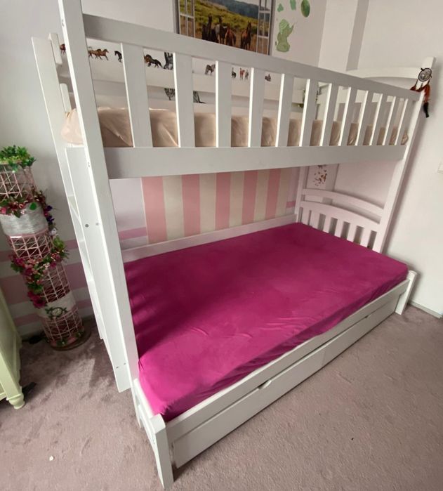 Pat suprapus copii  din lemn masiv