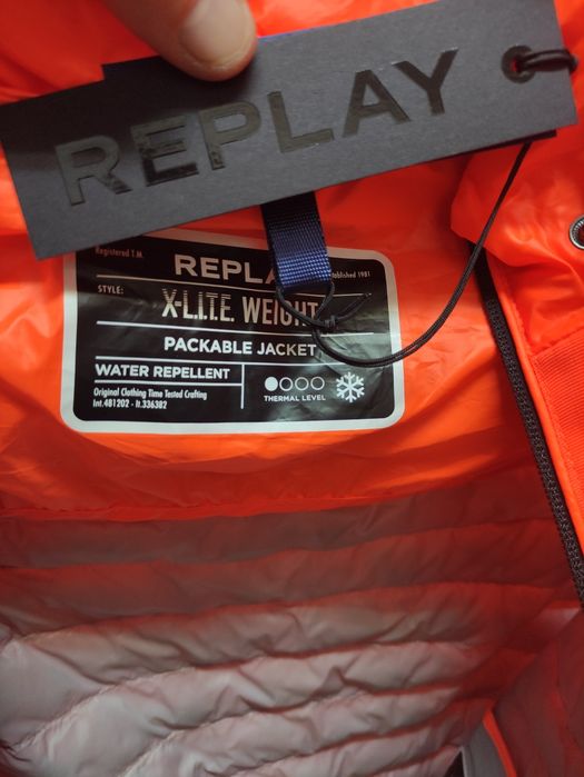Оригинална водоустойчива грейка Replay S мъжка елек реплей оранжева