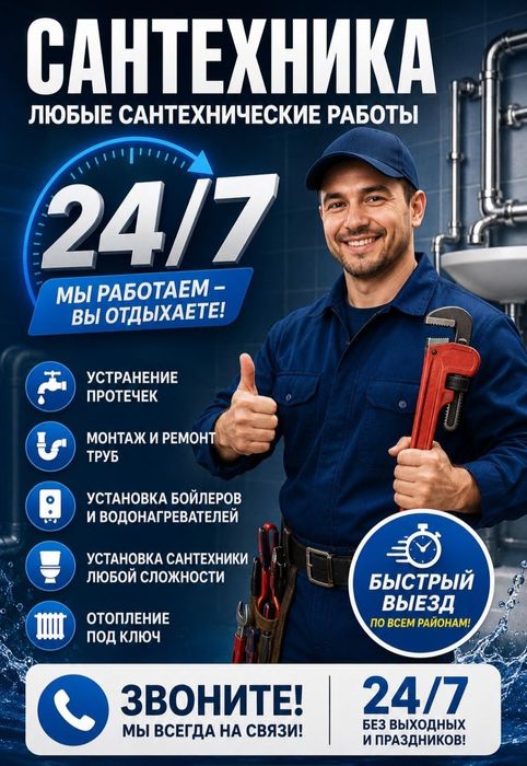 Сантехник 24/7 чистка канализации засоры