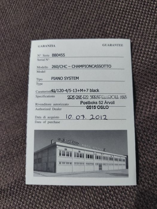 Acordeon Bugari Armando 2+2 Cassotto