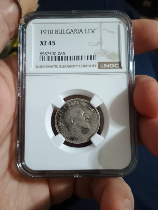 1 лев 1910г. XF 45  сертифицирана монета