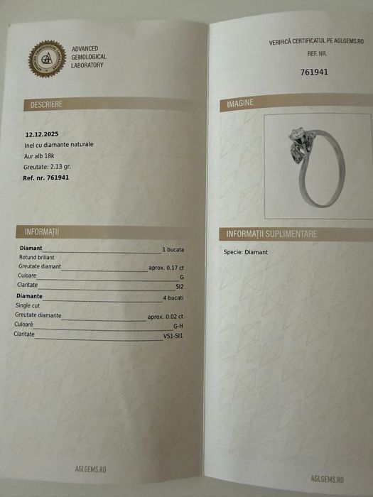 Inele aur cu diamnate si certificat