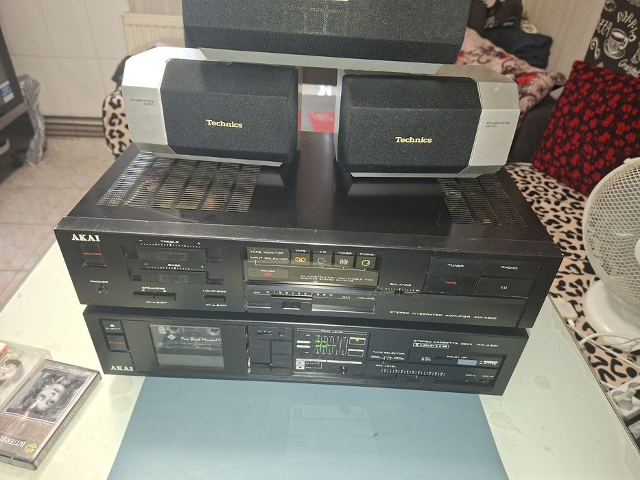 Linie Hi-Fi Akai A201, made in Japan, 1986, deck + amplificator integrat