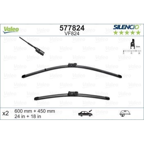 Set stergatoare parbriz fata Skoda Octavia (5E) 01.2013-05.2017, Valeo 577824 VM824, 450+600mm, stanga+dreapta