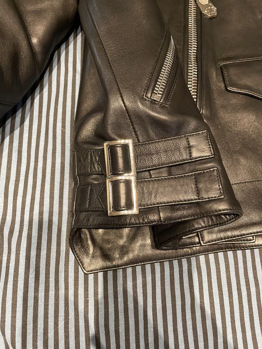 Geacă piele naturala!Philipp Plein!nou!original!!!