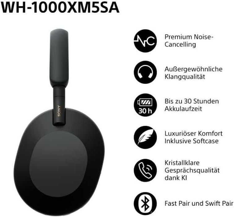 Нови Bluetooth Безжични Слушалки с Микрофон Sony - WH-1000XM5SA, ANC