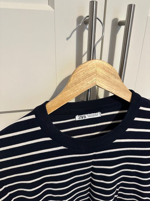 Tricou, Zara, bărbați, M, negru, bărbați, cu dungi