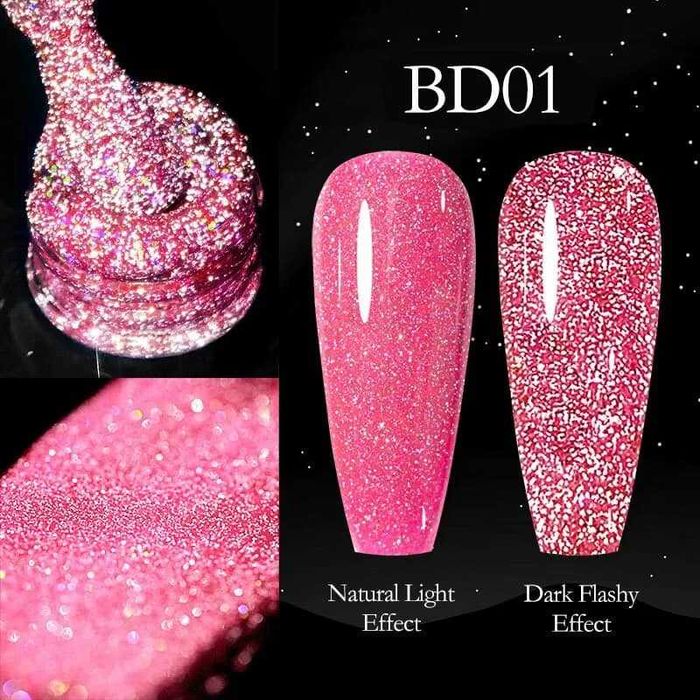 Venalisa светещ блестящ гел лак неон / серия Reflective Glitter