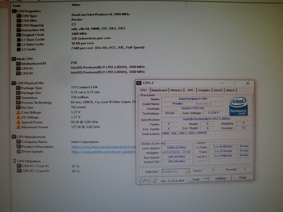 Procesor dual core intel pentium D 945 3.4Ghz 4mb FSB800 LGA 775 SL9QB