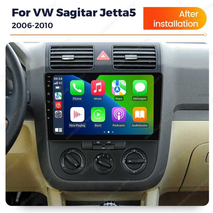 Navigatie Android 14 Golf 5 Jetta 2004+ 1/8 Gb Waze CarPlay + CAMERA