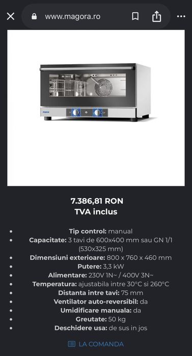 Cuptor profesional PROOVEN PF7504 – Fabricat în Italia – An 2021
