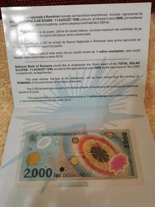 Bancnotă eclipsa 2000 lei stare exceptionala