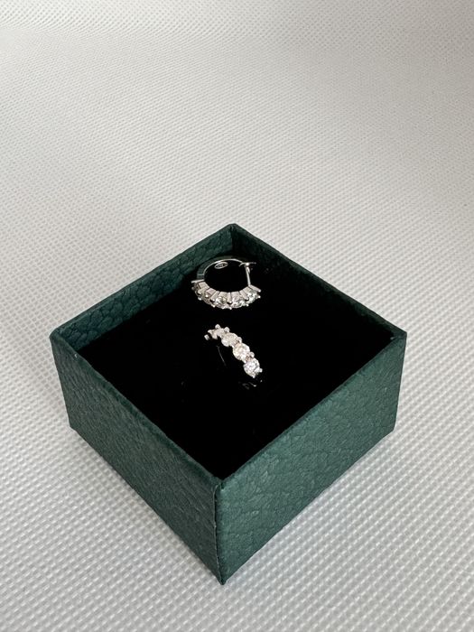 Дамски обици (халки) с лаб. диаманти (moissanite, мойсанити)