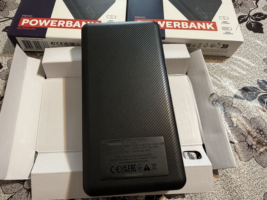 Baterie Externă / Powerbank Trust Primo 20.000 mAh – Nouă, Încărcare Rapidă