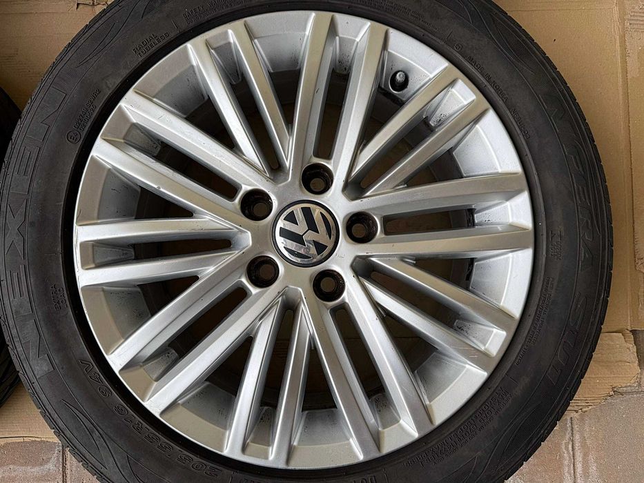 Set 4 roti complete: Jante 5x112 VW originale 16 " + 205 55 16 VARA 2025 Golf 5/6/7 Passat Touran Audi Skoda Seat