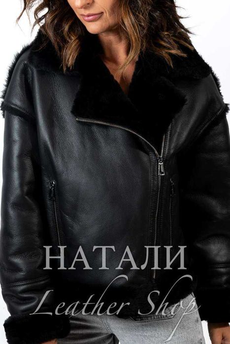 Дамски ексклузивен кожух Бисера Black