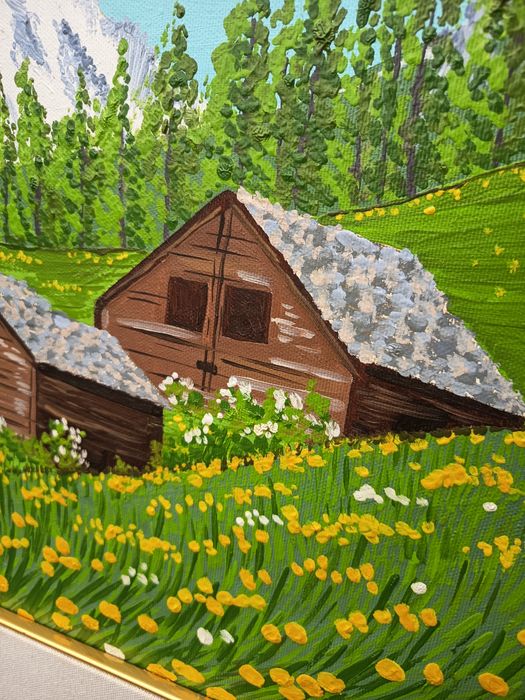 Tablou Superb Peisaj De Munte Pictat Și Semnat