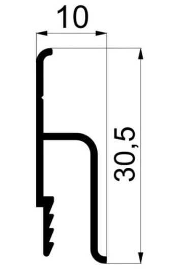 Профил алуминиев за опънати тавани H-образен (перфориран)  2.5 м