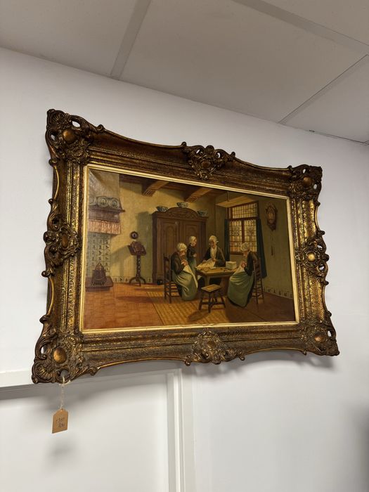 Tablou pictura in ulei pe panza - rama baroc aurie